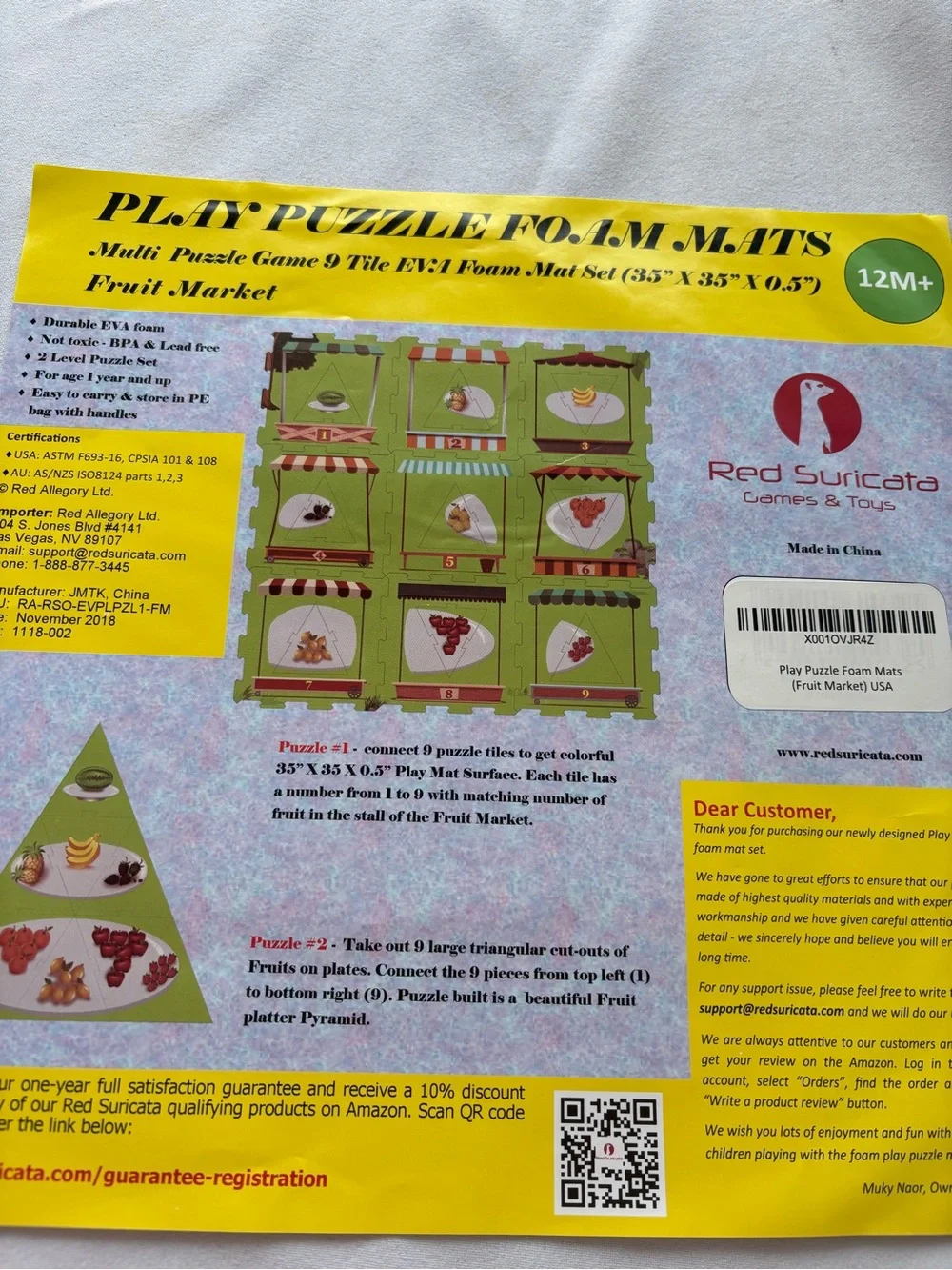 Fruit Market Puzzle Foam Play Mat - Green